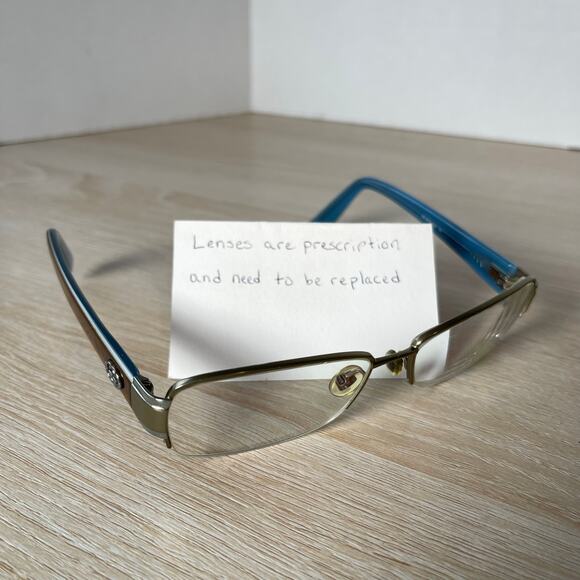 Gucci GG2870 IQ4 Eyeglasses Brown Blue Half Rim Frames 55-16-135 Excellent Cond - Picture 1 of 8